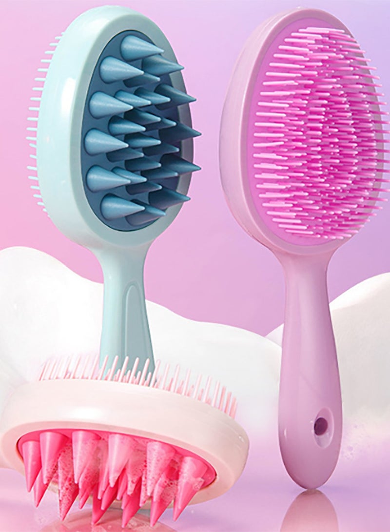 2-in-1 Scalp Massager Shampoo Brush, Scalp Scrubber for Hair Growth & Dandruff Removal, Hair Scrubber with Soft Silicone Bristles, Wet Dry Scalp Exfoliator for Scalp Care, Pink - Image 2