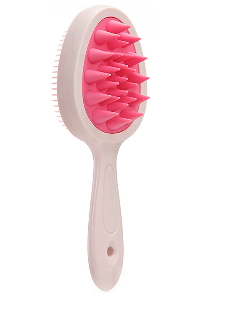 2-in-1 Scalp Massager Shampoo Brush, Scalp Scrubber for Hair Growth & Dandruff Removal, Hair Scrubber with Soft Silicone Bristles, Wet Dry Scalp Exfoliator for Scalp Care, Pink - Image 1
