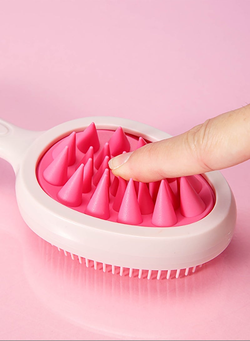 2-in-1 Scalp Massager Shampoo Brush, Scalp Scrubber for Hair Growth & Dandruff Removal, Hair Scrubber with Soft Silicone Bristles, Wet Dry Scalp Exfoliator for Scalp Care, Pink - Image 4