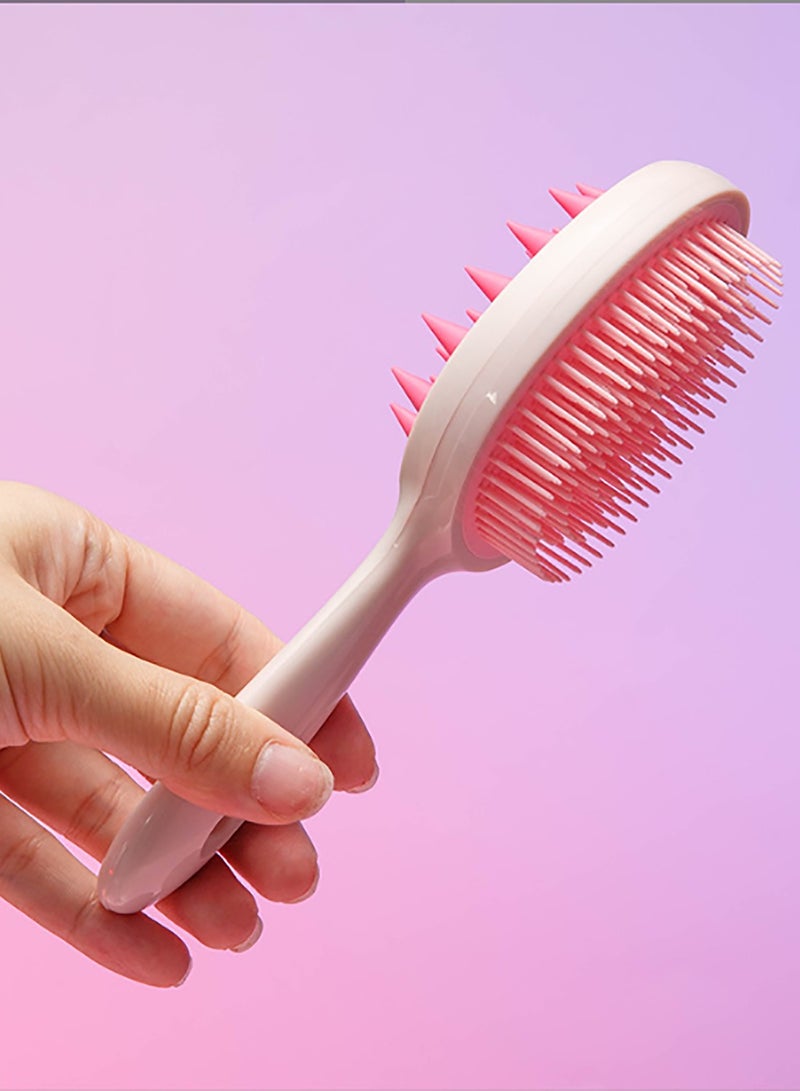 2-in-1 Scalp Massager Shampoo Brush, Scalp Scrubber for Hair Growth & Dandruff Removal, Hair Scrubber with Soft Silicone Bristles, Wet Dry Scalp Exfoliator for Scalp Care, Pink - Image 5