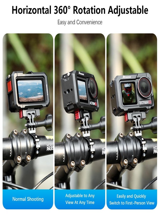 AMAZEAR Metal Magnetic Quick-Release Mount for DJI OSMO 360 Action 5 Pro Accessories, Upgraded Aluminum Alloy QR Adapter for Action 3/4 with Horizontal Rotation Fuction, Black-Red - Image 3