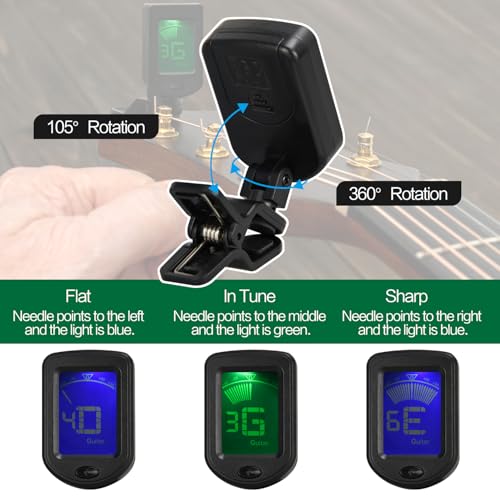 FGBNM طقم كابو الجيتار وم tuner الجيتار، ملحقات الجيتار، تشمل كابو الجيتار، tuner الجيتار، ريش الجيتار وحامل ريش الجيتار، للاعبي الجيتار والمبتدئين في الجيتار - Image 3