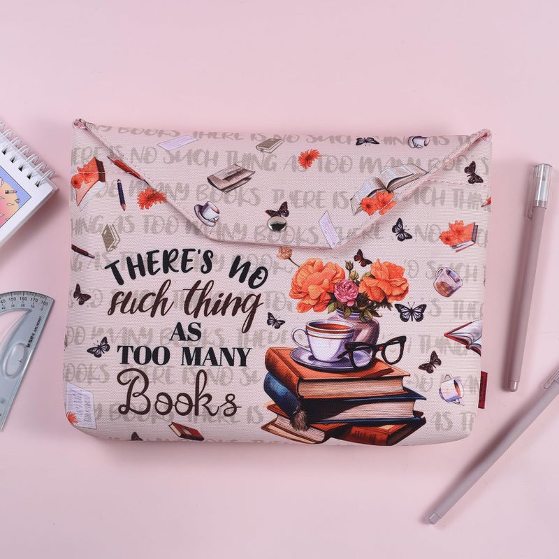 LParkin Book Sleeve Cover with Zipper, There is No Such Thing As Too Many Books Protector Pouch, Washable Fabric Book Sleeves, 11 x 9 Inch Kindle Sleeve Book Lover Gifts Bookish Gifts - Image 4