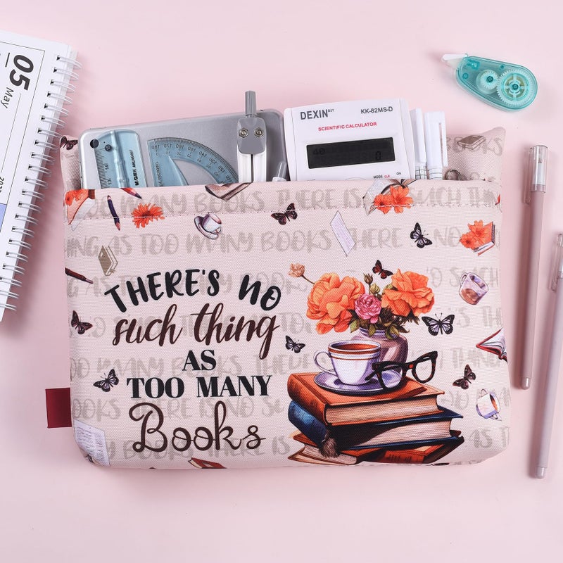 LParkin Book Sleeve Cover with Zipper, There is No Such Thing As Too Many Books Protector Pouch, Washable Fabric Book Sleeves, 11 x 9 Inch Kindle Sleeve Book Lover Gifts Bookish Gifts - Image 5
