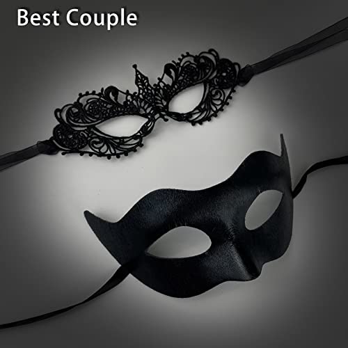 IncreDecor Couple Masquerade Lace Mask Set, Fit for Women and Men Venetian Halloween Masks, Specially for Costume, Mardi Gras (Fashionable Couple) - Image 3