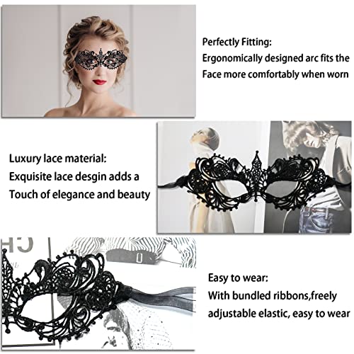 IncreDecor Couple Masquerade Lace Mask Set, Fit for Women and Men Venetian Halloween Masks, Specially for Costume, Mardi Gras (Fashionable Couple) - Image 2