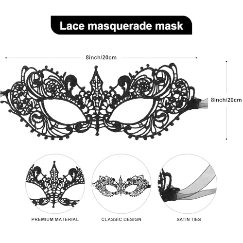 IncreDecor Couple Masquerade Lace Mask Set, Fit for Women and Men Venetian Halloween Masks, Specially for Costume, Mardi Gras (Fashionable Couple) - Image 5