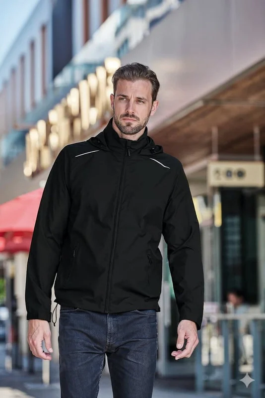 Stormtech  Stormtech Nautilus Performance Shell Lightweight Wind & Rain Jacket for Men, Packs into Its Own Pocket, Adjustable Hood & Hem, Reflective Trim – Ideal for Outdoor, Travel & Everyday (Black) for Men | Best Price UAE