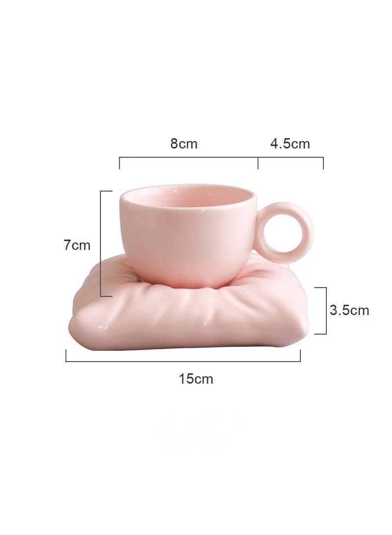Y&D Creative Macaron Pillow Coffee Cup Ice Cream Cup Ceramic Mug Pink - Image 2