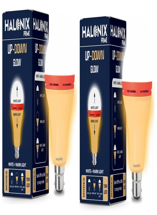 Halonix 10W Up Down Glow Yellow & White 3 modes led bulb | Switch On-Switch Off to change led bulb color | Decorative led bulb | b22d | Pack 2 - Image 1