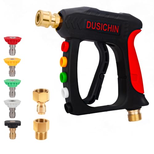 DUSICHIN DUS-220 Short Wand High Pressure Washer Handle Gun 3000 PSI Max 5 Pressure Power Washer Nozzles Tips Black - Image 2