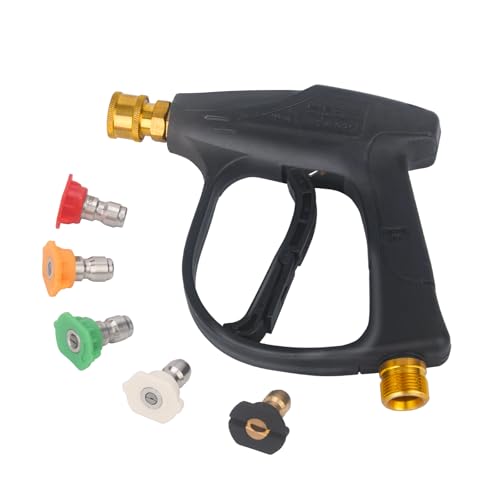 DUSICHIN DUS-220 Short Wand High Pressure Washer Handle Gun 3000 PSI Max 5 Pressure Power Washer Nozzles Tips Black - Image 1