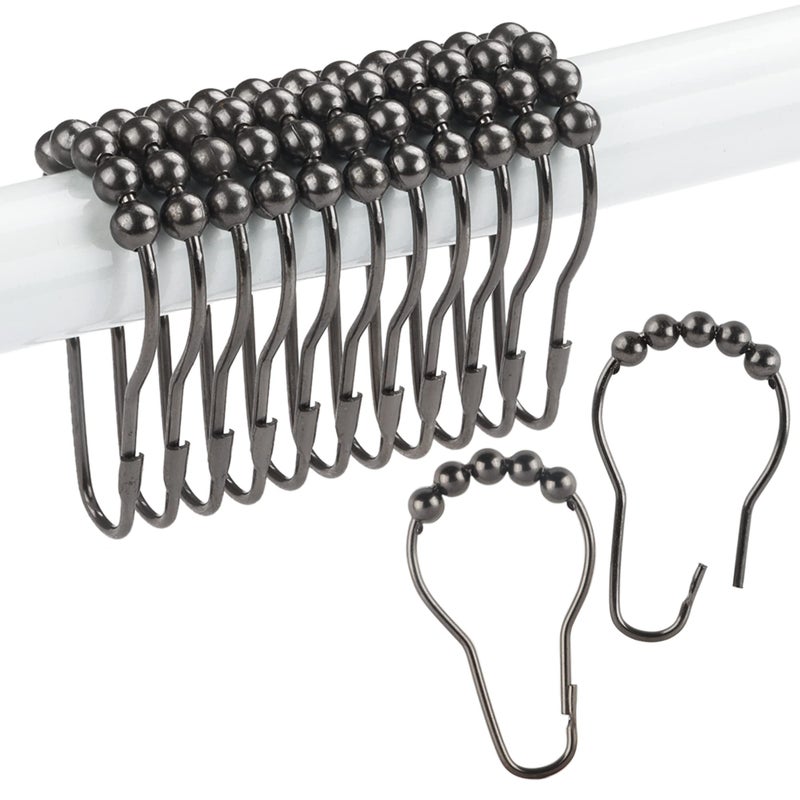 Ansxiy Shower Curtain Hooks Rings Rustproof Metal Shower Curtain Rings for Bathroom Shower Rods Curtains  Set of 12 Black Nickel