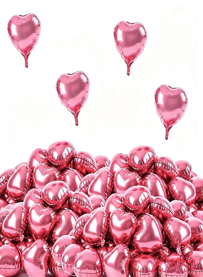 BEISHIDA 50 pcs 5inch Pink Heart Shape Foil Mylar Balloons for birthday party decorations, Wedding decorations, engagement party, celebration, holiday, show, party activities. - Image 1