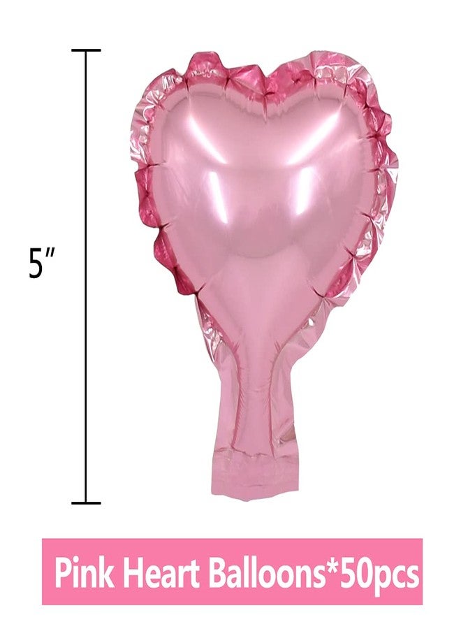 BEISHIDA 50 pcs 5inch Pink Heart Shape Foil Mylar Balloons for birthday party decorations, Wedding decorations, engagement party, celebration, holiday, show, party activities. - Image 2