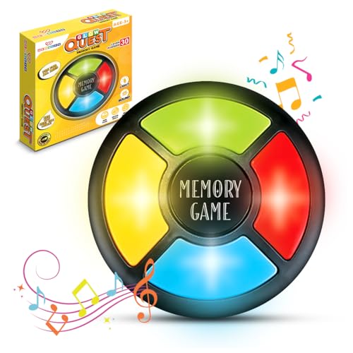Wembley Glow Quest Memory Handheld Game (Circle)| Interactive Fun Game for Kids| Indoor Game with Lights and Sounds| 30-Level Brain Challenge| Birthday Gift for Boys & Girls Ages 7 & Up (Multicolor) - Image 1