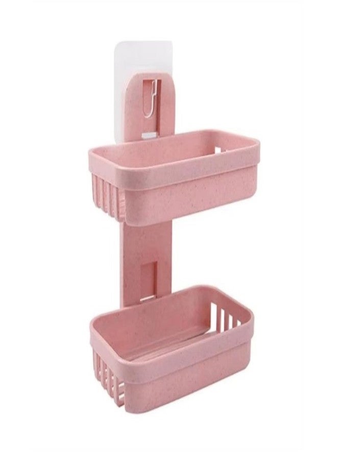 V2H 2 Layer Soap Dish Bar Holder Self Adhesive Double Layer Drawer Draining Holder Kitchen Sponge Storage Box Bathroom Organizer(Set of 1) - Image 1