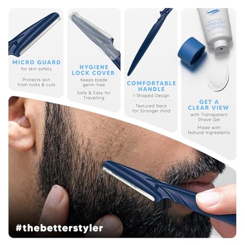 LetsShave Pro Styler for Men Beard, Reusable, Pack of 3, +1 Transparent Shave Gel 15ml, Beard Shaper, Multi Grooming, Face Razor for Men, Beard Pen Styler, 60 Days of Styling - Image 3