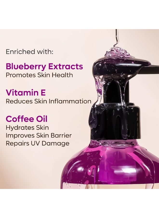 إم كافيين غسول الجسم إم كافيين بلوبيري بلاست برائحة التوت الأزرق المنعشة، يدوم طويلًا | تنظيف عميق ومزيل للسموم لبشرة ناعمة وملساء | جل استحمام | لجميع أنواع البشرة | للرجال والنساء - ٣٠٠ مل - Image 5