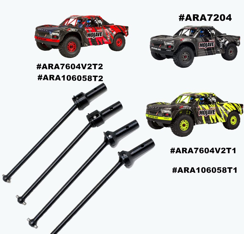 Generic for 1/7 ARRMA Mojave 6S BLX Front Rear Drive Shaft Upgrades Part,#45 Hardened Steel Front & Rear CVD Universal Joints/Wheel AXLE & DOGBONE for 1/7 ARRMA Mojave 6S V2 4WD Desert Short Truck 4pcs（Black  - Image 2