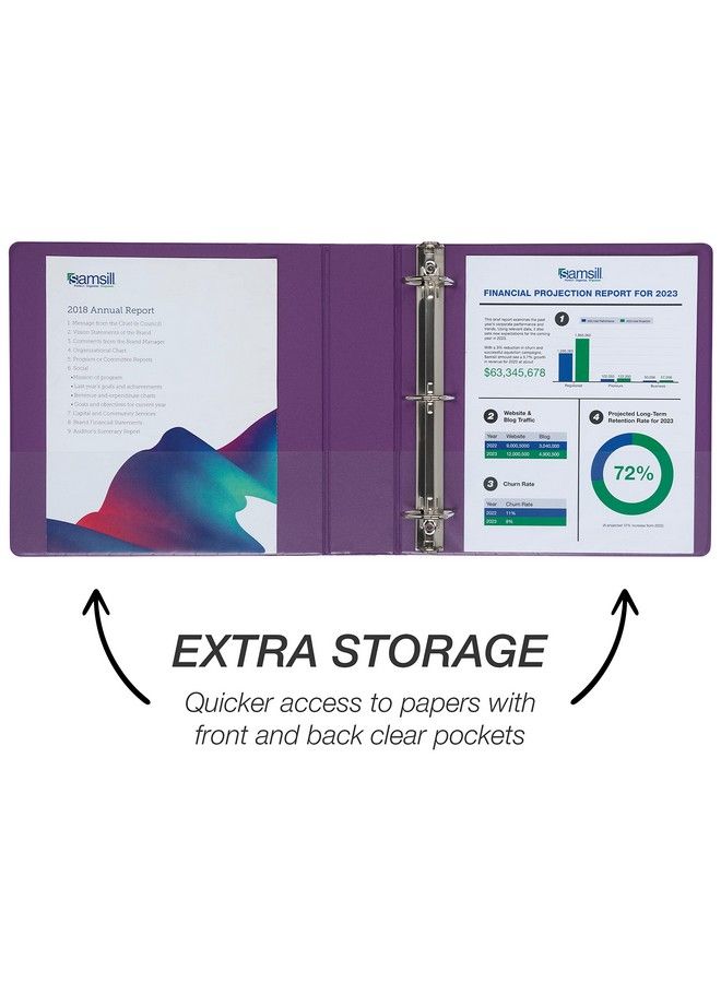 Samsill Durable 2 Inch Binder Made In The Usa D Ring Binder Customizable Clear View Binder Purple 4 Pack Each Holds 475 Pages - Image 4