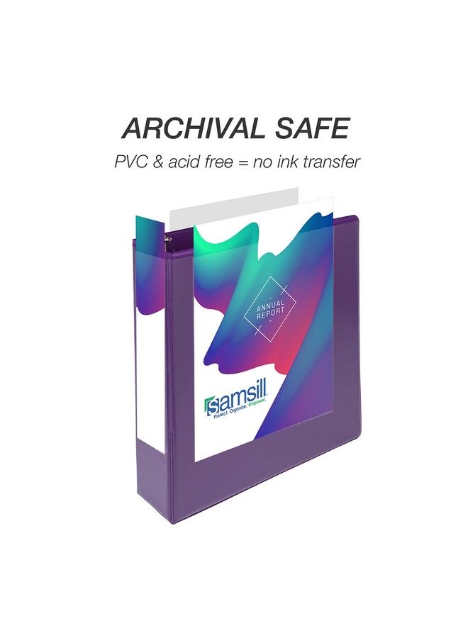 Samsill Durable 2 Inch Binder Made In The Usa D Ring Binder Customizable Clear View Binder Purple 4 Pack Each Holds 475 Pages - Image 5