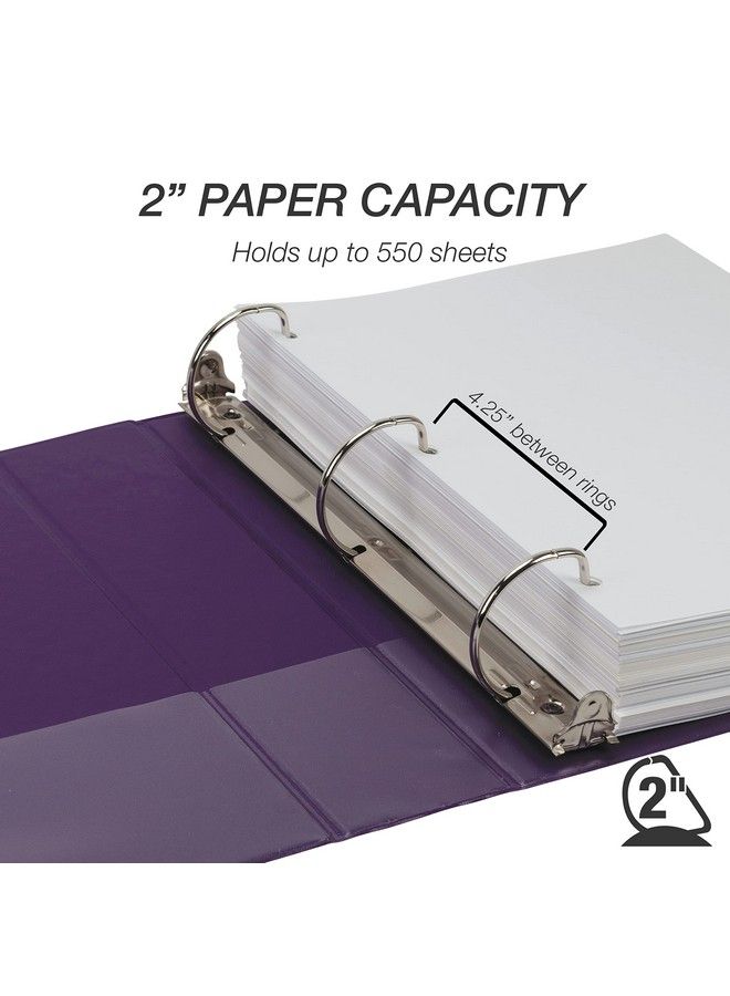 Samsill Durable 2 Inch Binder Made In The Usa D Ring Binder Customizable Clear View Binder Purple 4 Pack Each Holds 475 Pages - Image 3