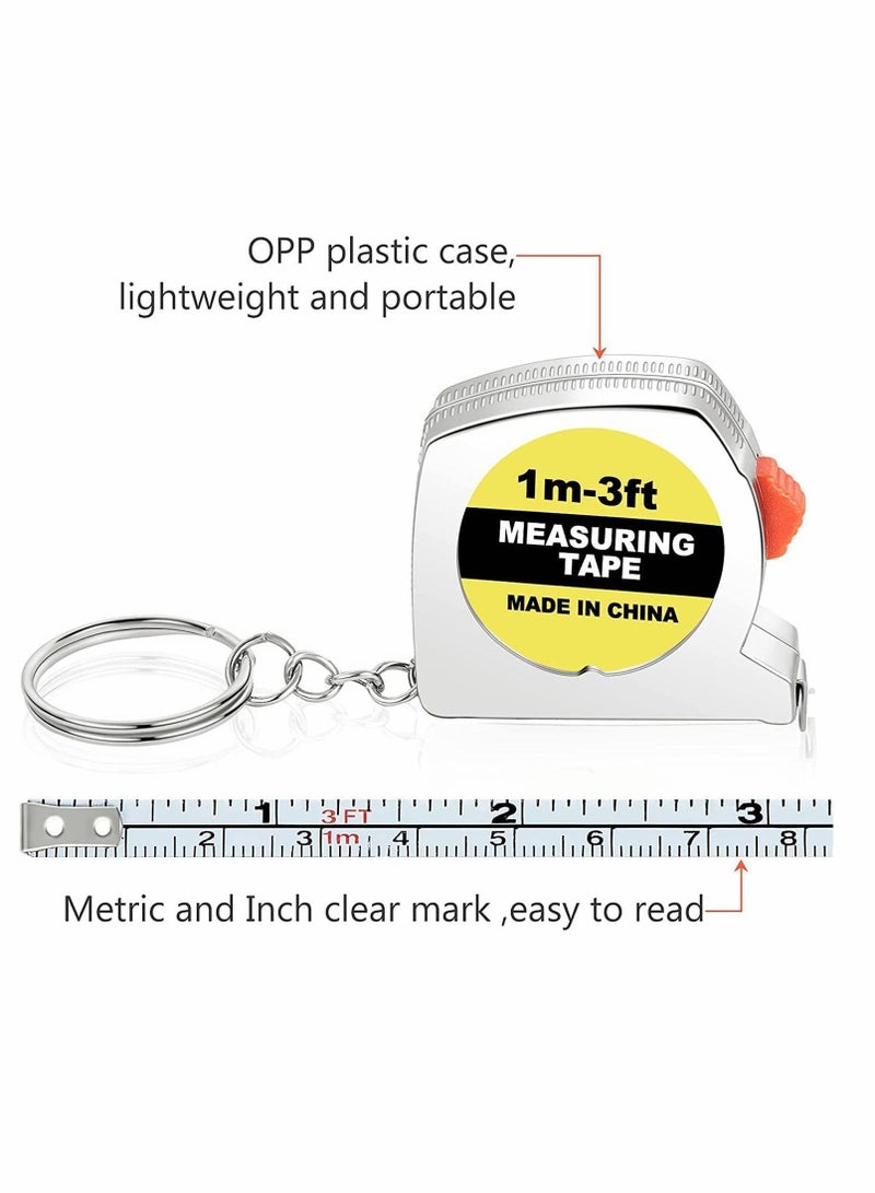 Y&D Tape Measure Keychains, 12 Pcs 1.57 Inch Mini Keychain Functional Small Pocket Retractable Measuring with Stable Slide Lock  - Image 3