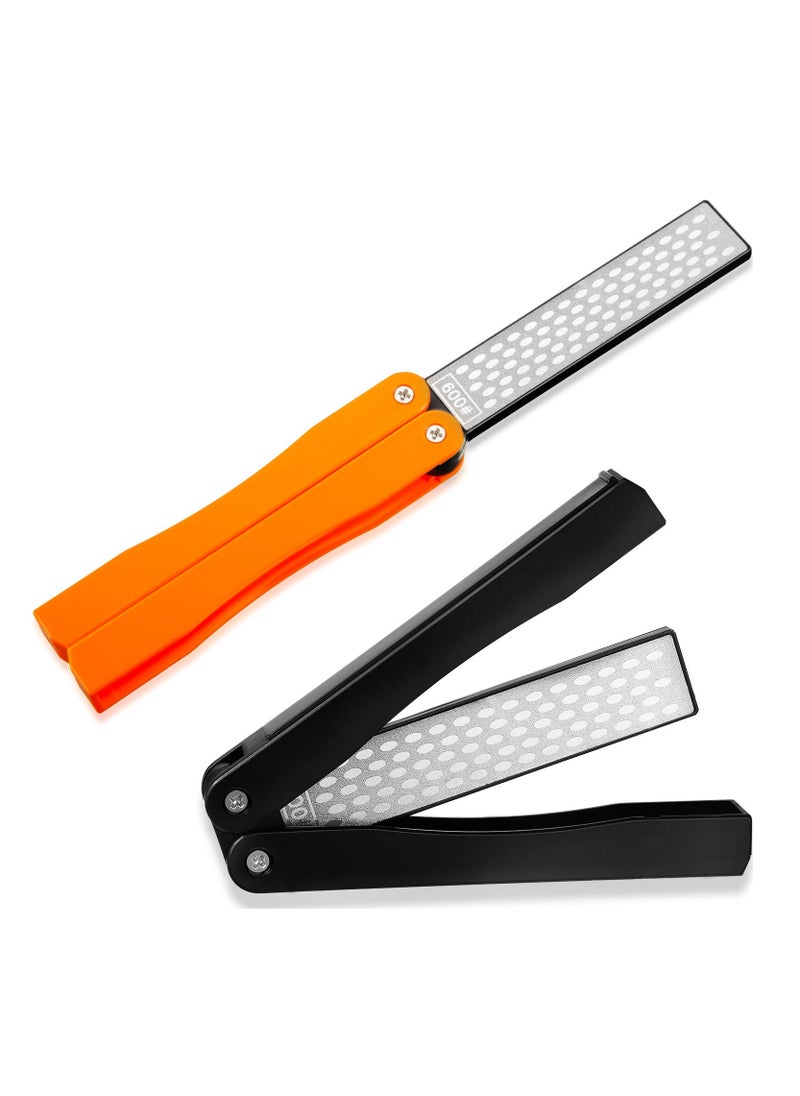 Excefore 2 Pack Garden Tool Sharpener, Folding Pocket Diamond Knife Sharpener 400/600 Grit Double-Sided Scissor, Pruners, Loppers or Blade Sharpening Stone for Garden Camping Kitchen  - Image 1