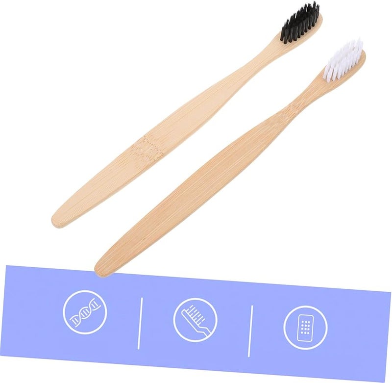 غطاء فرشاة أسنان من الخيزران 2 قطعة شعيرات قابلة للتحلل ومرنة للعناية بالفم أثناء السفر - Image 5