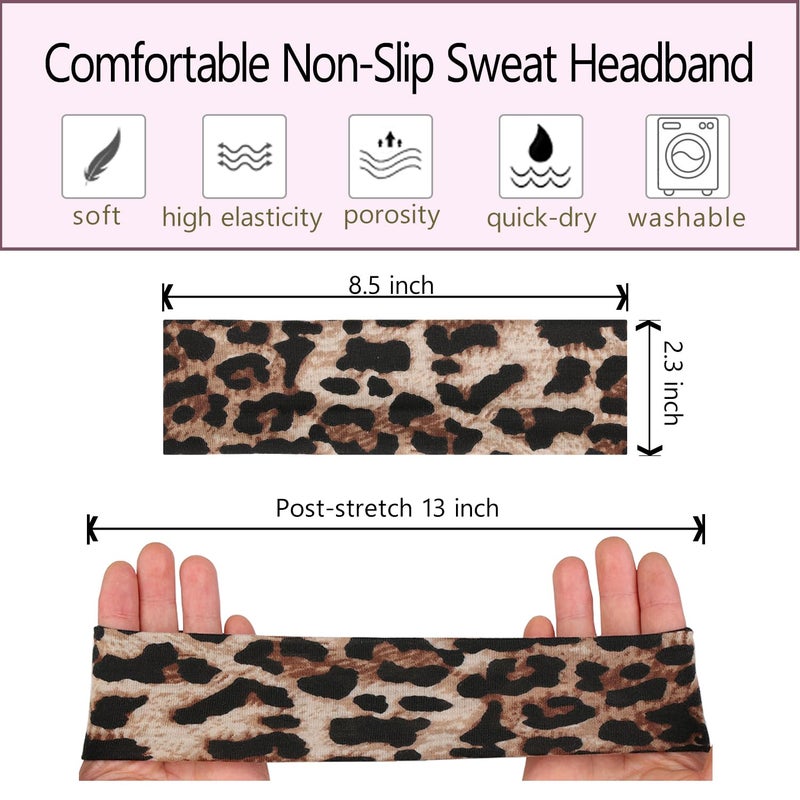 Leeven Fashion Headbands for Women 6 PCS Non Slip Soft Elastic Hair Bands Cute Headband Yoga Running Sports Workout Gym Head Wraps Cotton Cloth Headbands - Image 2