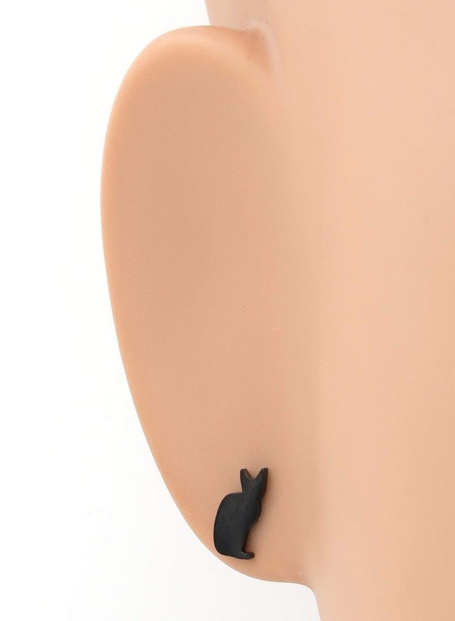 ستيل مي أب أقراط ستيلم أب من الفولاذ المقاوم للصدأ على شكل عمود جلوس قطة أسود - Image 2