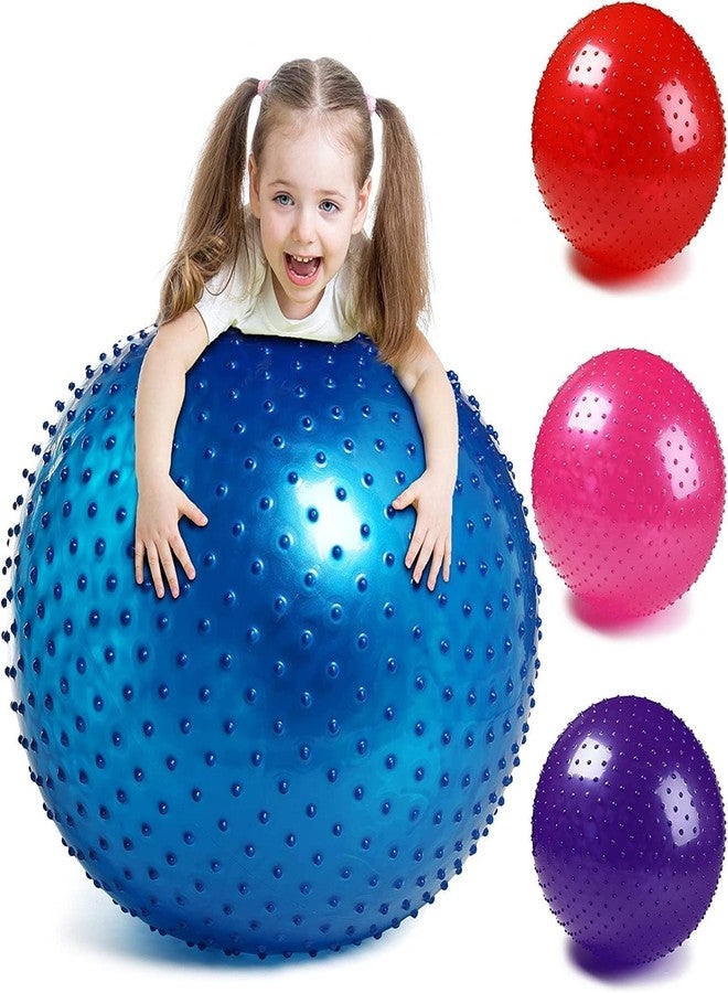 Saiyam Sensory Integration Gym Spike Ball Anti Burst Slip Resistant Yoga Exercise Balls Stability Ball Workout Massage Ball for Gym Fitness Balance - Multi (Blue) - Image 3