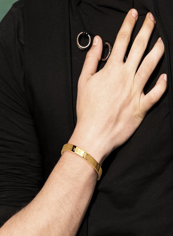 MEENAZ Bracelet for Men Stainless Steel Shree Ram Kada for men golden | Bracelet for Boys Gold,Kada | Waterproof, Anti-tarnish jewellery, Rust-free, Skin friendly | 8 mm Bracelets for Men - Image 3