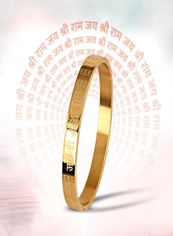 MEENAZ Bracelet for Men Stainless Steel Shree Ram Kada for men golden | Bracelet for Boys Gold,Kada | Waterproof, Anti-tarnish jewellery, Rust-free, Skin friendly | 8 mm Bracelets for Men - Image 2