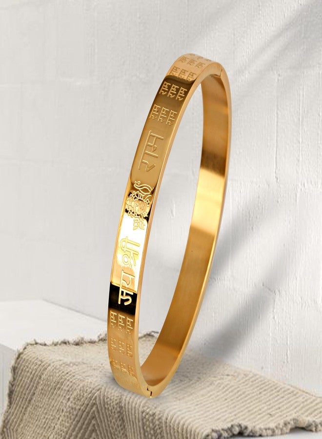 MEENAZ Bracelet for Men Stainless Steel Shree Ram Kada for men golden | Bracelet for Boys Gold,Kada | Waterproof, Anti-tarnish jewellery, Rust-free, Skin friendly | 8 mm Bracelets for Men - Image 5