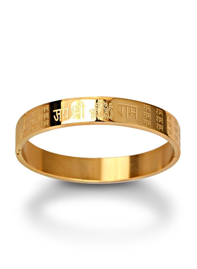 MEENAZ Bracelet for Men Stainless Steel Shree Ram Kada for men golden | Bracelet for Boys Gold,Kada | Waterproof, Anti-tarnish jewellery, Rust-free, Skin friendly | 8 mm Bracelets for Men - Image 1