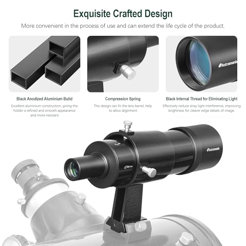 Astromania Finderscope for Telescope, 9x50 Finder Scope with Crosshair & Bracket for Astronomical Observation, Straight-Through Telescope Finder, FMC Achromatic Not Corrected Image Optical Viewfinder - Image 2