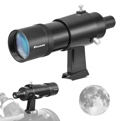 Astromania Finderscope for Telescope, 9x50 Finder Scope with Crosshair & Bracket for Astronomical Observation, Straight-Through Telescope Finder, FMC Achromatic Not Corrected Image Optical Viewfinder - Image 1