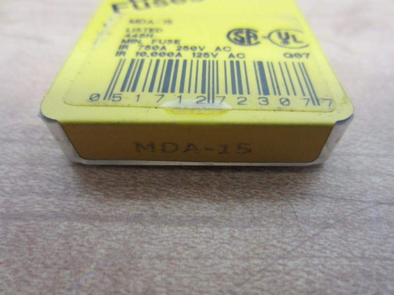 Bussmann MDA-15 15 Amp Time Delay Ceramic Tube Fuse, 250V UL Listed 5-in Tin, 5 Pack - Image 3