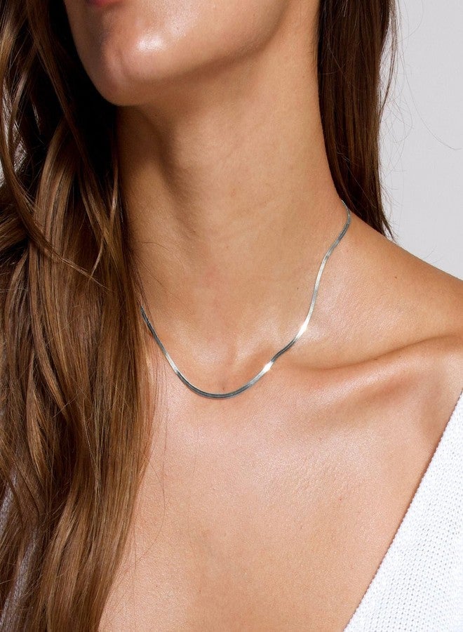 VAMA Classic Stainless Steel Flat Snake Chain Western Charm Stylish Herringbone Neck Necklace Chains for Girls & Women (2mm, 18 Inches Princess Chain) - Image 2