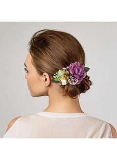 Cinaci 4 Pack White Pink Flower Metal Hair Side Combs Slides With Artificial Big Rose Wedding Bridal Clips Floral Headpieces Hairpins Barrettes Bun Hair Accessories For Women Flower Girl Bridesmaids  - Image 5