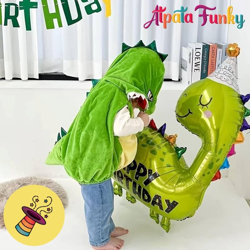Atpata Funky Dinosaur Party Hat Foil Balloon - Happy Birthday Roar into Fun & Cute Design | 34x31 inch | Vibrant & Durable | Perfect for Dino Themed Celebrations - Image 4