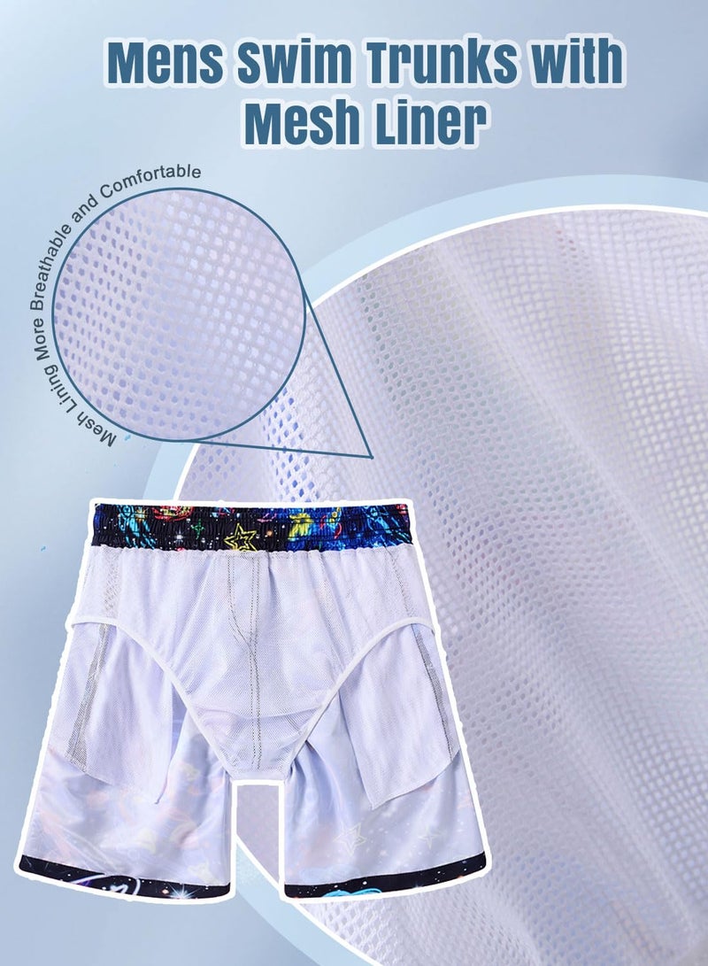 uideazone Mens Sloth Swim Trunks Quick Dry Rainbow Printed Board Shorts Swimming Trunks with Mesh Lining - Image 5