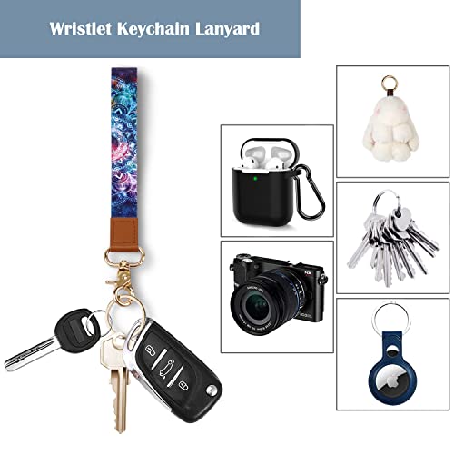 Coco Rossi Slim Front Pocket Wallet RFID ID Card Holder Cute Small Wallet with Wrist Lanyards Key Chain Holder for Women,Lace Nebula - Image 4