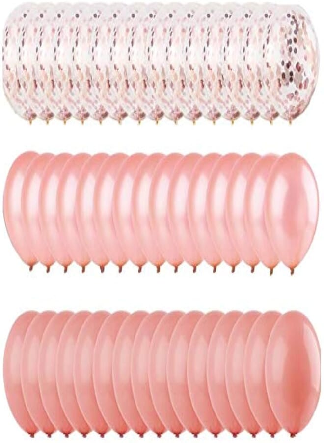 Blush Pink Balloons & Rose Gold Balloons Confetti Latex Party Balloons Pack of 45, 12 Inch, Decoration Supplies for Wedding, Graduation, Birthday Party, (Hawaii rose, goldblush,confetti)-H