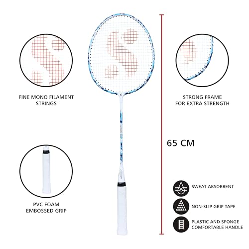Silvers Silver's Aluminium Camo 7.0 Badminton Racket with Full Cover(Blue/White) - Image 3