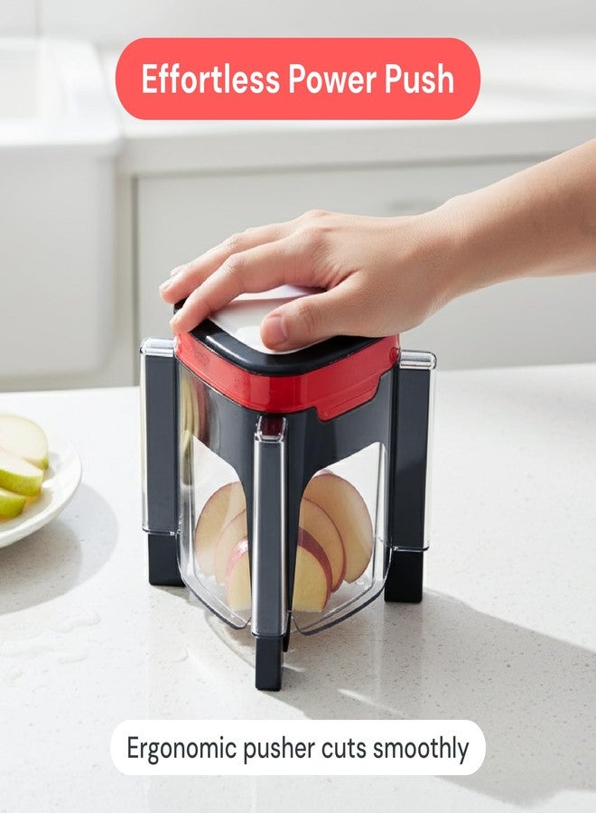 فل ستار قطاعة ومقشرة التفاح من فولستار - قطاعة فواكه 6.2 بوصة، 8 شرائح، قطاعة فراولة، تتضمن شفرتين، سهلة الاستخدام، مصنوعة من الفولاذ المقاوم للصدأ شديد التحمل، أداة موفرة للوقت لتحضير الوجبات - Image 3