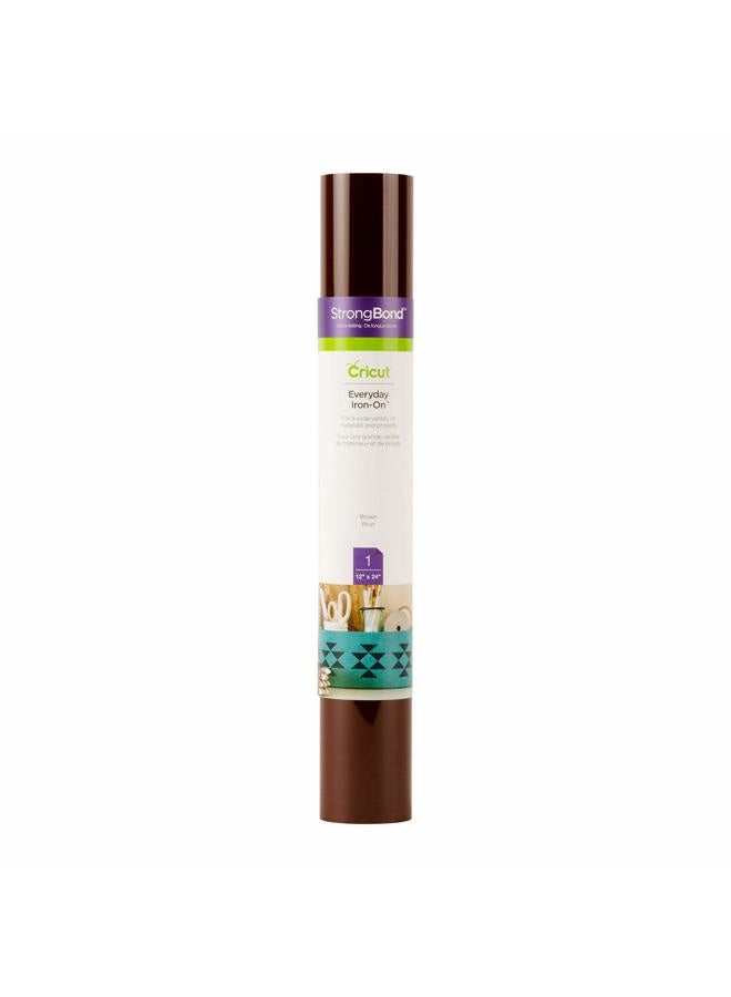 Cricut Everyday Iron On - Brown, 2ft Roll (12"x24") - HTV Heat Transfer Vinyl for Shirts, Apparel, Hats & More - Compatible with Maker & Explore Machines - Image 1