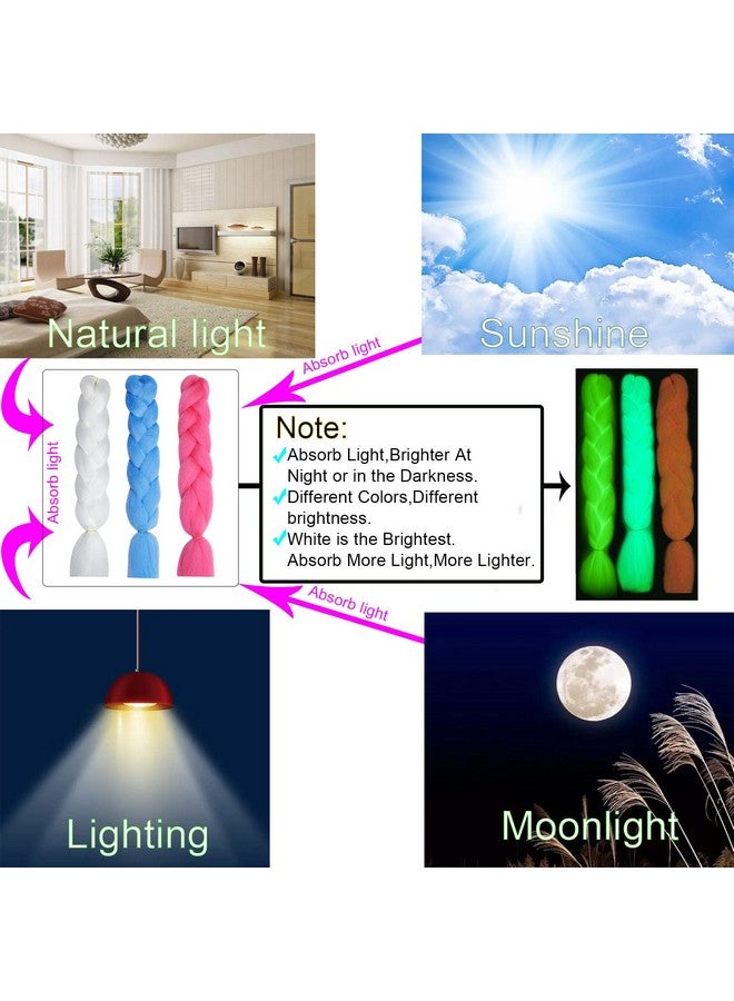 Ms Aloe White Braiding Hair Extensions Glowing Braiding Hair Kanekalon Braids Hair Shining Jumbo Braiding Hair Glow In The Dark Braids Hair(White5Pack) - Image 5